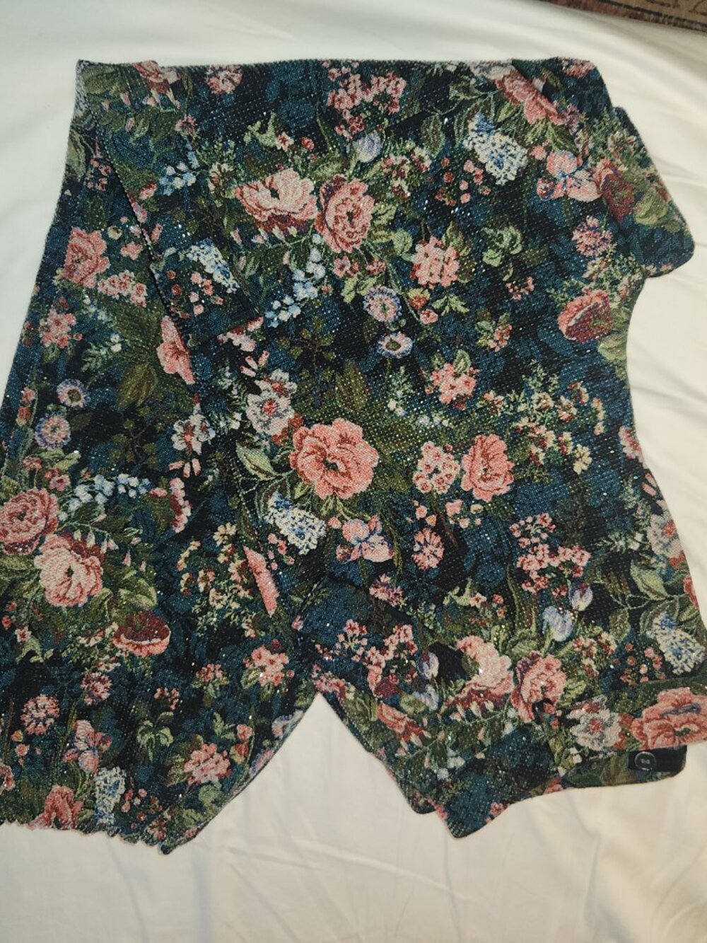 Sparkling Dark Floral Brocade Cargo Joggers Oversized
